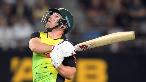 Dismal: Australia's top six, including skipper Aaron Finch, were quickly sent packing.