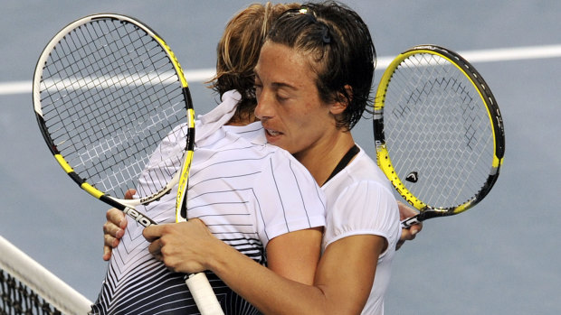 Francesca Schiavone beats Svetlana Kuznetsova 16-14 in the third set of an Australian Open match in 2011.