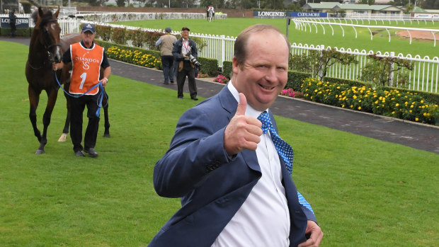 Thumbs up: Gary Portelli  has Perfect Pitch well-placed to break through again at Wyong today.