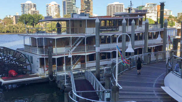 The Kookaburra Queen at Eagle Street Pier after the mishap on Thursday.