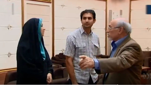 Iranian state TV aired footage of Dehbashi Kivi returning home after 13 months in custody in Australia.
