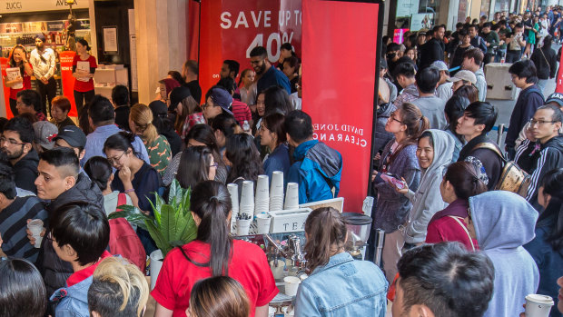 Bargain hunters flood into David Jones for Boxing Day sales.