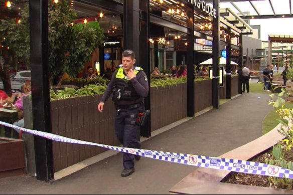 Police at Watergardens Shopping Centre after a 19-year-old man was stabbed.