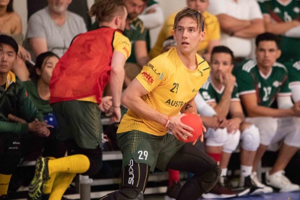 Ryan McLaughlin in action during the 2018 World Dodgeball Championships.