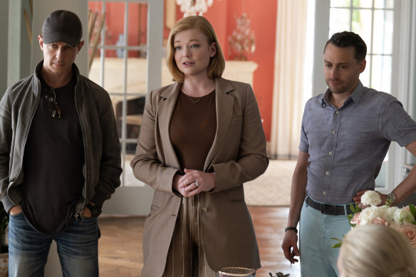 Sarah Snook (centre) as Shiv Roy in  Succession.