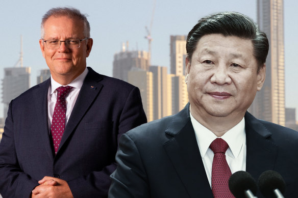 Composite: Scott Morrison, Xi Jinping
