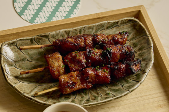 Balinese-style pork skewers at Kata Kita.
