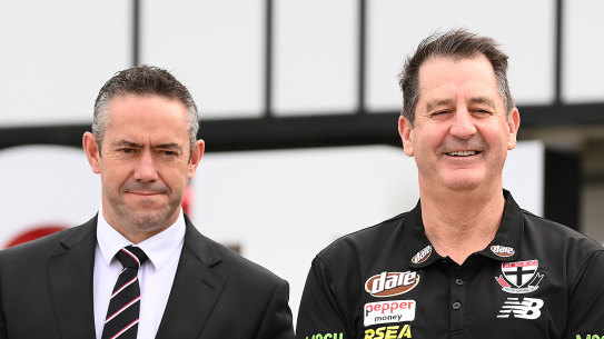 Sainst CEO Simon Lethlean (left) with coach Ross Lyon.