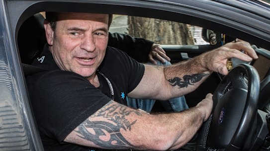 John Setka leaves the meeting of CFMEU shop stewards in Melbourne on Thursday.