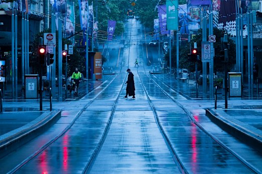 Bourke Street was virtually empty during lockdown in Melbourne in 2020.