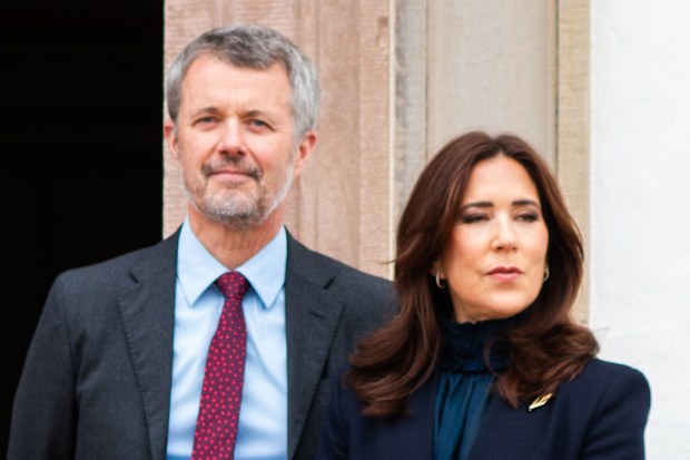King Frederik X of Denmark and Queen Mary of Denmark attend the celebration of Queen Margrethe's 86th birthday at Fredensborg Palace in Fredensborg, North Zealand, Denmark, on April 16, 2026. As part of the celebration, the royals will attend a concert by the Royal Life Guards Band in the Inner Palace. 