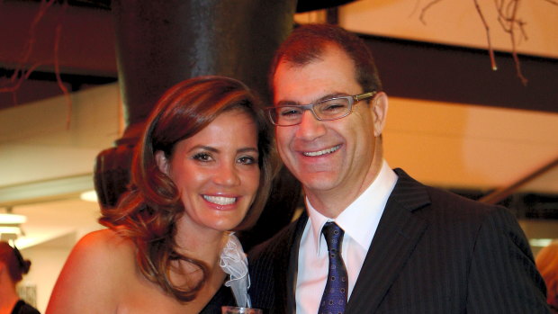 Sydney rag trader Michael Gazal, pictured with Krissy Marsh at a social event in 2010.