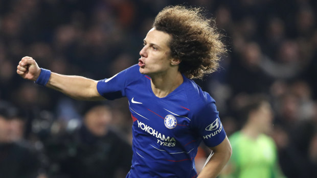 David Luiz after scoring the winning penalty for Chelsea.