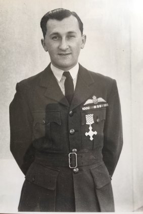 Eric Barton wearing Distinguished Flying Cross.