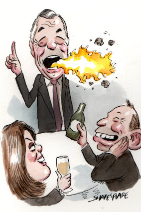 Peta Credlin, Nigel Farage and Tony Abbott dined together at CPAC's gala dinner in Sydney.