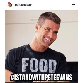 A now-deleted Paleonutter post declaring support for embattled chef Pete Evans.