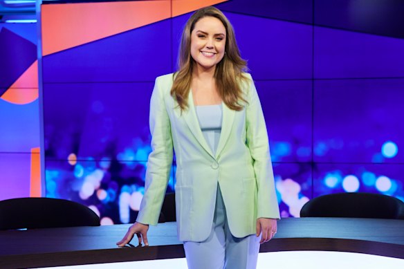 Georgie Tunny on the set of The Project. She has now added narrating House Hunters Australia to her TV portfolio.