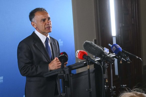 Opposition Leader John Pesutto speaks to the media at Parliament House after the judgment.