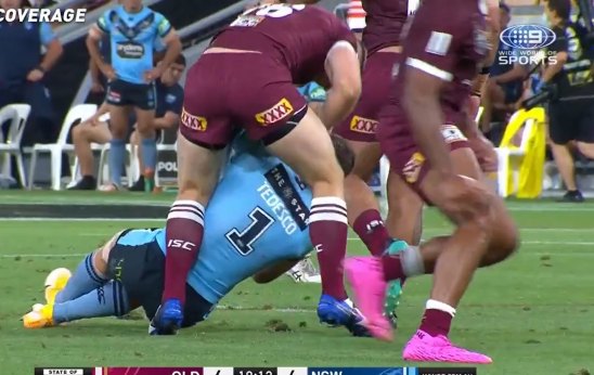 Jai Arrows gets ready to slam an unconscious James Tedesco.