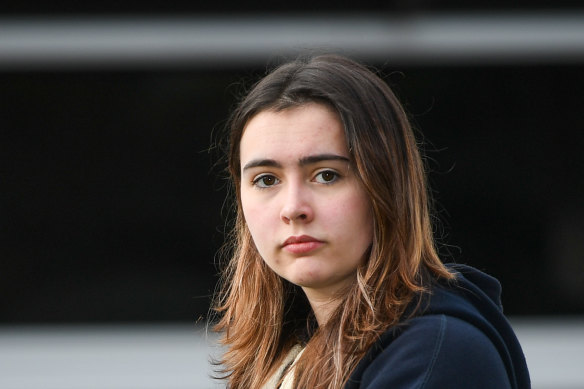 Josie Armstrong at Northcote High on Wednesday. She is concerned the unplanned return to remote learning could affect her ATAR.