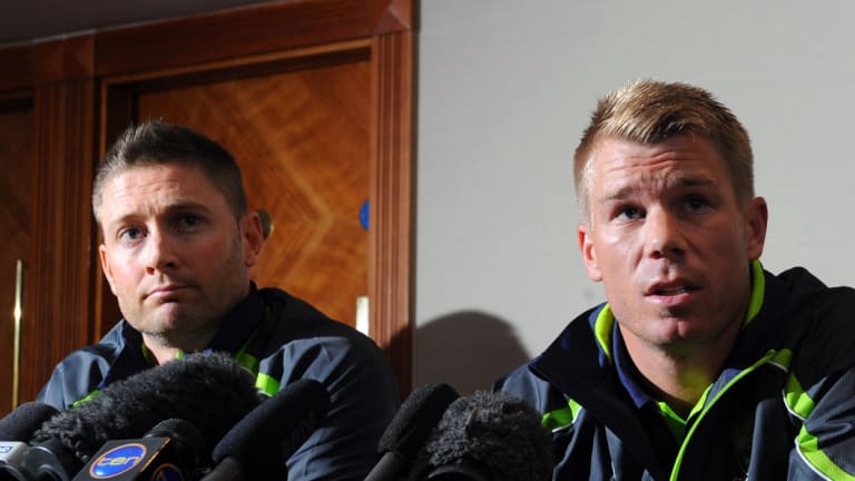 Turn on: Michael Clarke (left) says David Warner is a better player when he is aggressive.