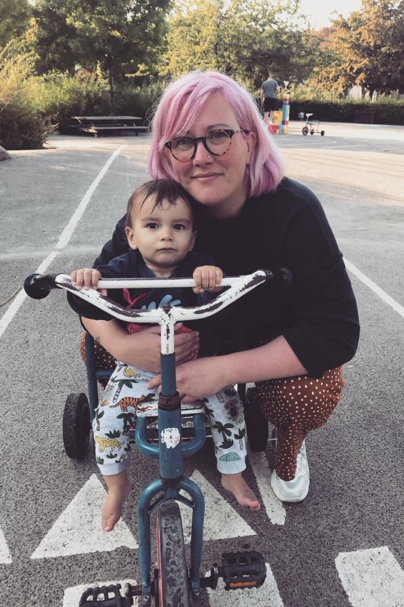 Melbourne mum Samara Hodgson, 37, with son Loki: relinquishing fantasies of a traditional family “made way for all these new narratives I hadn’t considered”. 