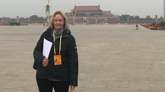 Kirsty Needham in Tiananmen Square as it emptied to become a carpark for delegates and media during the National Congress of the Communist Party.