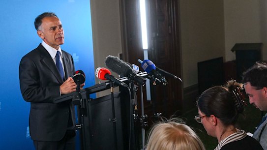 Opposition Leader John Pesutto speaks to the media after the judgment.