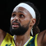 SAITAMA, JAPAN - AUGUST 07: Patty Mills #5 of Team Australia celebrates a win over Slovenia in the Men’s Basketball Bronze medal game on day fifteen of the Tokyo 2020 Olympic Games at Saitama Super Arena on August 07, 2021 in Saitama, Japan. (Photo by Kevin C. Cox/Getty Images)