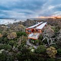 The Bay of Fires Lodge and its twin pavilions.