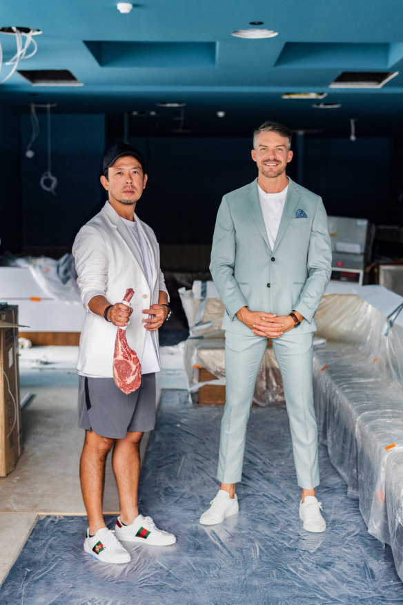 Chef Chase Kojima (left) with restaurant manager Thomas Malucelli at Tokyo Samba steakhouse in Bankstown.