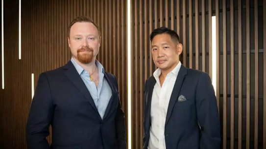 Auzvolt CEO Jordan Prainito (left, with COO Michael Yap) says the company’s battery gigafactory could employ up to 750.