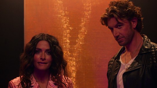 Australian actor Adam Demos, right, plays Billie’s ex Brad in Sex/Life - and the pair have fallen in love in real life, too. 