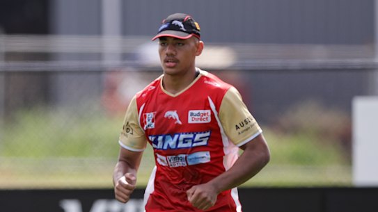 Daniel Saifiti and Brian Pouniu are seen at training at Kayo Stadium.