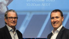AGL chairman Michael Fraser (l) and CEO Adam Watson at the AGM in Sydney on Thursday.