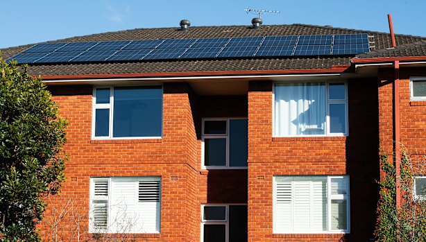 The NSW government grant covered almost half the cost of the solar panels on this building, which have slashed residents’ electricity bills.