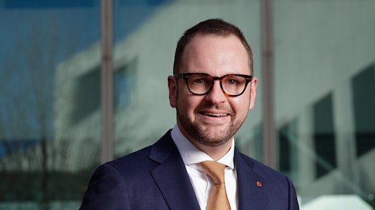 New Liberal senator Andrew Bragg at Parliament House in Canberra.
