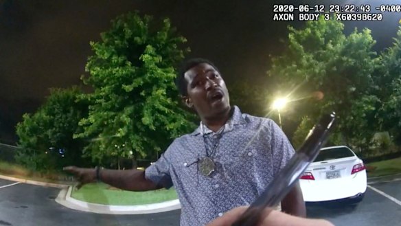 Rayshard Brooks speaking with officer Garrett Rolfe in the minutes before his death.