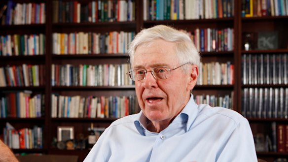 Charles Koch pictured  in his office at Koch Industries in Wichita, Kansas. 