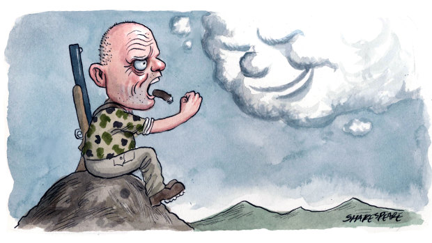 One email said David Leyonhjelm was just an “old man yelling at clouds”. Illustration: John Shakespeare