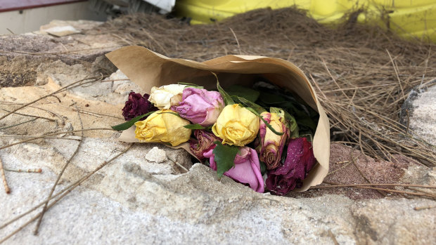 Flowers have been left near to the spot where Cecilia Haddad's body was found.