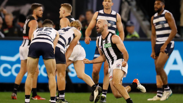 Clash: The Cats and Pies were a mish-mash of colours in last year's finals series.