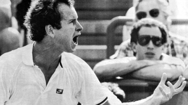 Tirade: John McEnroe vocalising his displeasure at umpire Ings in 1987.