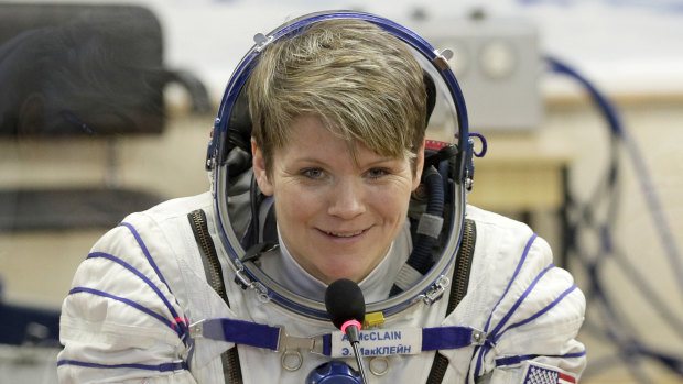 US astronaut Anne McClain before her launch to the ISS in 2018.