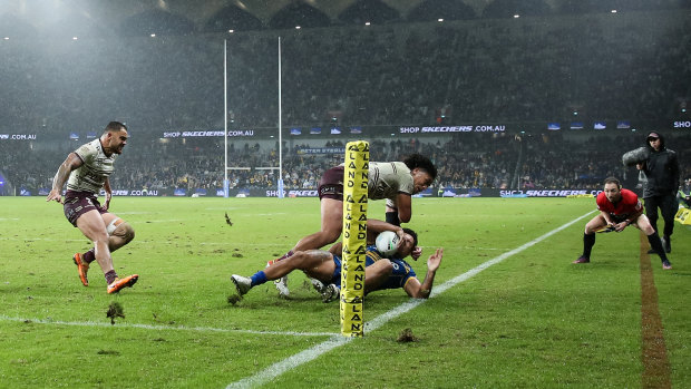 Hayze Perham is collected by Christian Tuipulotu on Friday night.