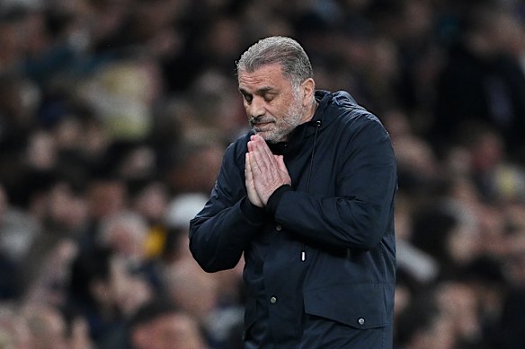 Ange Postecoglou - celebrating, not praying.