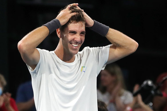 Thanasi Kokkinakis wins the Adelaide International on Saturday night.