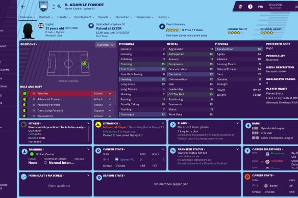 Adam Le Fondre was a "nomadic striker" in Football Manager 2019.