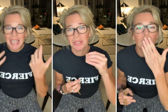 Katie Hopkins mocking the safety rules upon her arrival in Australia.  