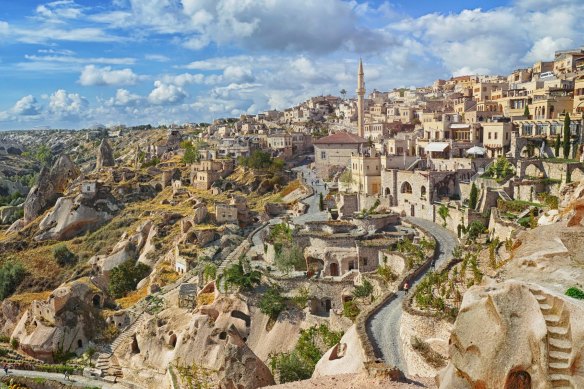 Uchisar castle, dug from mountains in Cappadocia.